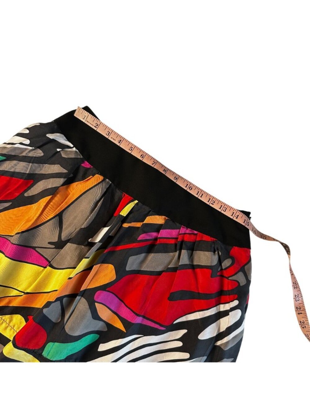 Peter Nygard Silk Abstract Geometric Multi Color Full High Waist Skirt Sz 8 - Picture 8 of 9